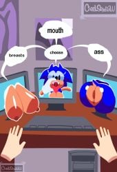 ass_bigger_than_head ass_focus ass_up asshole big_ass big_breasts breasts breasts_bigger_than_head cheelseydraw computer computer_monitor english english_commentary english_text furry furry_female rewrite_(sonic.exe) rule_63 sonic.exe sonic.exe_(series) sonic_(series) sonic_the_hedgehog sonic_the_hedgehog_(series) text