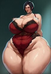 ada_wong ai_generated alternate_body_type belly big_ass big_breasts chubby_hips dumptruck_ass gigantic_ass gigantic_breasts hyper lingerie niduscharger panties plump resident_evil short_hair venus_body voluptuous wide_hips