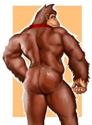 1gorilla 1man antro ape ass ass_focus back_muscles back_view banana banana_tatoo bara barazoku big_ass big_ass_(male) big_muscles black_body black_fur brown_body brown_fur brown_hair bulky donkey_kong donkey_kong_(arcade) donkey_kong_(series) donkey_kong_country gay gorilla hunk male muscular muscular_anthro muscular_male roxds93 solo solo_male tatooed tattoo