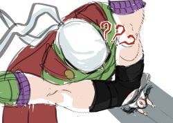 !? 1boy 1girls 2d black_hair breasts clothing coach_aizen dragon_ball dragon_ball_z female fighting fully_clothed great_saiyaman legwear male no_penetration sex simple_background sketch son_gohan videl viewed_from_above white_background