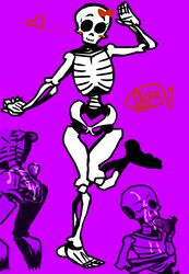 bow cum cum_on_ass cum_on_body cum_on_face female hellfucker666 monster_girl original_character salute skeleton skeleton_girl spoopy waving