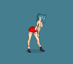 1girls alternate_costume animated breasts christmas evie_(paladins) female gif medium_breasts neophite-byte nipples paladins pixel_art solo