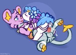 1boy 1girls alternate_color anus balls blue_anus blue_balls blue_body blue_fur blue_hair blue_pussy blush bodily_fluids cowgirl_position cum duo female female_on_top feral fur genital_fluids hair larger_male male minun nintendo on_top one_eye_closed original_character pawpads penetration penis pink_body pink_fur pink_penis pocketpaws pokémon_(species) pokemon pokemon_(species) pokemon_dppt pussy sex shaymin shinx simple_background size_difference sketch smaller_female testicles text tongue tongue_out vaginal_penetration video_games watermark white_body white_fur yellow_pawpads