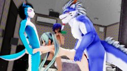 16:9 2019 3d anthro balls black_hair blue_body blue_eyes blush camera canid canine canis cuckold facial_hair father female furry group group_sex hair hatsune_miku human humanoid_penis kaito_(vocaloid) kemono long_hair male male_penetrating malicekira mammal mature_male muscular muscular_male nipples nude old open_mouth oral parent penetration penis recording rou_kemonone scalie sex shiki_taigen shower smile son spitroast standing stomach_bulge straight threesome utau vaginal_penetration video_camera vocaloid water wet white_hair wolf