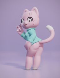 2019 3d 3d_(artwork) animated anthro anus domestic_cat felid feline felis female furry kekitopu mammal mochimochi pussy suama_(kekitopu) turntable_(animation)