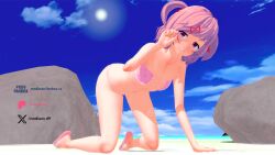 16:9 1girls 3d beach bikini bikini_top_only doki_doki_literature_club female female_only human koikatsu madison_69 natsuki_(doki_doki_literature_club) pink_hair solo