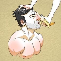 banana beard dilf funny gaucho_enjoyer gay male male_only muscles muscular muscular_male nipples original original_character red_nose rubbing