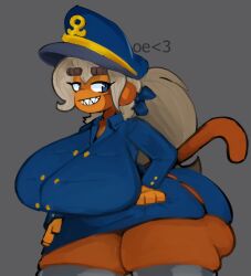 1girls admiral_brickell anthro bloons_td_6 bloons_tower_defense clothed color errantheart female huge_ass huge_breasts hyper hyper_ass hyper_breasts monkey monkey_girl primate sailor_uniform sharp_teeth solo solo_female solo_focus uniform