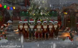 16:10 2019 3d_(artwork) anthro aysaflamepaw big_breasts biped blizzard_entertainment breasts brown_hair candy candy_cane christmas christmas_tree clothing detailed_background female fingers food fur hair hat headgear headwear hi_res holidays looking_at_viewer mammal nipples nude pandaren santa_hat sled smile snow toes tree ursid video_games warcraft world_of_warcraft