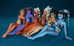 3d 6+girls 6girls aayla_secura ahsoka_tano alien alien_girl arcadonna artist_name bald bare_shoulders barefoot big_breasts bikini bikini_bottom bikini_top black_hair blonde_hair blue-skinned_female blue_eyes blue_skin busty clone_wars crossover curvy detailed_background disney disney_princess disney_xd eyelashes feet female female_only fingernails freckles front_view g-string green_eyes group hand_on_hip hands_on_hip hands_on_hips headgear hourglass_figure human humanoid jedi jedi_master jedi_padawan kondaspeter lipstick long_hair looking_at_viewer looking_down lucasfilm makeup mammal marking midriff multiple_females multiple_girls nail_polish orange_skin pantoran pink_lipstick pose posing purple_hair purple_lips rapunzel red_nails riyo_chuchi shadow shiny shiny_skin short_hair sitting star_wars star_wars_rebels swimsuit tangled text thong tied_hair toenail_polish toenails togruta twi'lek twintails very_long_hair voluptuous wide_hips yellow_eyes yellow_hair