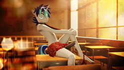 16:9 3d animal_genitalia animal_penis anthro bedroom_eyes big_penis blue_eyes bodily_fluids bottomwear clothed clothing crossdressing equine_penis exhibitionism friendship_is_magic genital_fluids girly hair half-closed_eyes heart horny_(disambiguation) horsecock looking_at_viewer male mane messy_hair my_little_pony narrowed_eyes necktie open_mouth panties partially_clothed penis precum public school school_uniform seductive shining_armor_(mlp) skinny skirt slim solo_male source_filmmaker topless underwear uniform