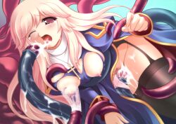 bottomless brown_eyes female female_only milking pink_hair priest_(ragnarok_online) priestess ragnarok_online restrained tentacle vaginal_penetration