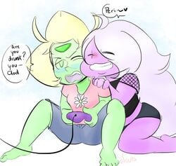 amethyst_(steven_universe) blush clothed cute female gem gem_(species) peridot_(steven_universe) steven_universe tagme vallycuts wholesome