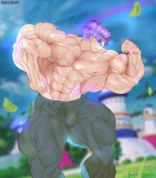 abs absurd_res alternate_version_available ariel_felipe big_muscles big_pecs big_thighs blue_hair bodybuilder bulge bulge_through_clothing dragon_ball dragon_ball_super dragon_ball_z flexing flexing_bicep hyper hyper_muscles hyper_penis male_only muscle muscles muscular_arms muscular_legs muscular_male muscular_thighs nipples pants pecs penis_bulge penis_under_clothes posing posing_for_the_viewer solo solo_focus solo_male tagme thick_thighs topless topless_male trunks_(dragon_ball) trunks_briefs