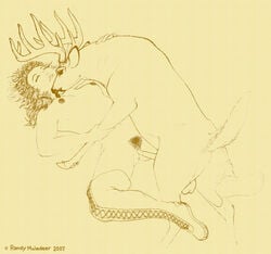 2007 anatomically_correct_genitalia anatomically_correct_penis animal_genitalia animal_penis antlers anus balls boots breasts cervid cervine_genitalia cervine_penis closed_eyes clothing deer duo female female_on_feral female_penetrated feral feral_penetrating feral_penetrating_human footwear fur genitals horn human human_on_feral human_penetrated interspecies licking lying male male_penetrating male_penetrating_female mammal missionary_position monochrome nude on_back penetration penis pubes pussy sex simple_background sketch spread_legs spreading straight tim_o'rourke tongue tongue_out vaginal_penetration yellow_background zoophilia