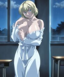 1girls ai_generated bible_black bible_black_new_testament big_ass big_breasts blonde_hair blue_eyes bob_cut breasts class_room dark_room earrings female female_only from_behind gown hallway huge_ass huge_breasts indoors jewelry jody_crowley large_breasts looking_at_viewer naughty_face night nipples nipples_visible_through_clothing pinup presenting presenting_ass revealing_clothes round_ass school seductive seductive_look see-through see-through_clothing shin_bible_black short_hair sideboob skimpy skimpy_clothes solo standing teen teenage_girl teenager upper_body undressing visible_nipples
