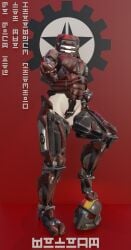 agitator_(helldivers) armor armored_female automaton_(helldivers) buzz_cut clothed communist cybernetic_limb cybernetic_limbs cyborg cyborg_girl helldivers helldivers_(series) helldivers_2 highres implants quadruple_amputee red_eyes white_hair