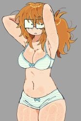 cleavage freckles freckles_on_breasts freckles_on_face freckles_on_shoulders freckles_on_thighs glasses hollow_shine kibyland large_breasts orange_hair steph_(kibyland) stephanie_finch thick_thighs underwear