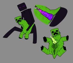 creeper_(minecraft) enderman minecraft knotted_penis anthro_on_anthro inside_view ass_focus puffy_anus fluffy_balls green_fur purple_penis green_penis cumshot cumshot_in_anus shitkinker1