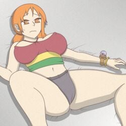 clothing female female_only huge_breasts landzerker nami one_piece one_piece_film_strong_world orange_hair spread_legs