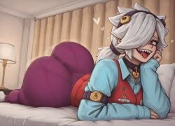 ai_generated ass ass_bigger_than_head big_ass brawl_stars colette_(brawl_stars) crazy_eyes fat_ass mrnails sharp_teeth white_hair