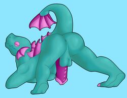 altenusy anthro anus ass balls claws closed_eyes dragon erection hi_res male male_only nude penis presenting presenting_anus raised_tail shovel_knight simple_background solo video_games