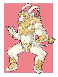 altenusy anthro asgore_dreemurr balls bara beard blonde_hair body_hair boss_monster bovid caprine chest_hair christmas clothing erection facial_hair fur hair hat_only headgear headwear hi_res holidays horn humanoid_penis long_ears male male_only mammal mostly_nude penis pubes slightly_chubby solo undertale video_games