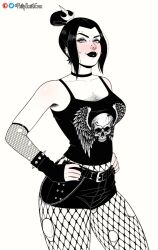 avatar_the_last_airbender azula choker female female_only fingerless_gloves fully_clothed goth goth_girl gothified hairy_armpits jewelry modern_clothes pale_skin philipsmitheros piercings stockings tank_top thick_thighs