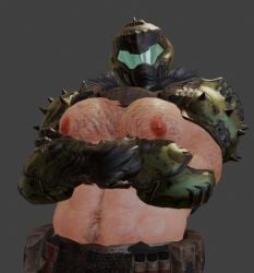 3d 3d_(artwork) 3d_model 3d_render armored armored_male augghles doom doom_slayer_(doom) gay hairy hairy_chest hairy_male helmet helmet_only human human_male human_only masked masked_male masked_men masked_only solo solo_focus solo_male upper_body upper_body_focus upper_body_only