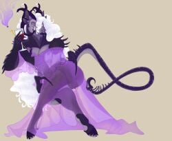 animal_genitalia animal_penis anthro clothing demon equine_genitalia equine_penis evening_gown femboy genitals hi_res judaplex male penis slaanesh solo translucent translucent_clothing warhammer_(franchise) warhammer_fantasy