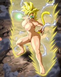 adb3388 background boobs_out breasts breasts_out dragon_ball dragon_ball_super dragon_ball_z energy_ball maiz naked naked_female nude oc original_character saiyan saiyan_female saiyan_tail scouter super_saiyan_2 tinted_eyewear