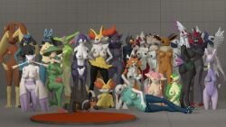 24girls 3d 3d_(artwork) absol anthro anthro_pokemon anthropomorphic audino braixen breasts breloom eevee female fennekin goodra group groups_of_girls headhack houndoom human_fingers indeedee indeedee_(female) jhonfurry legendary_pokemon litten lopunny lots_of_girls lucario lycanroc lycanroc_(dusk) lycanroc_(midday) lycanroc_(midnight) lycanroc_dusk lycanroc_midday lycanroc_midnight many_girls mega_absol mienshao naked naked_female nipples no_clothes nsfw nude nude_female oshawott pokegal pokegirl pokegirl_as_pokemon pokegirls pokemon pokemon_(species) pokemorph pokemorphs pussy riolu sexy sexy_body sexy_pose sfm silvally snivy source_filmmaker source_filmmaker_(artwork) vagina virizion zoroark zorua