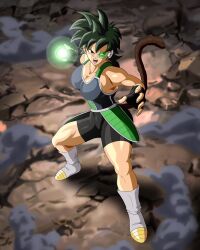 adb3388 background breasts cleavage clothed dragon_ball dragon_ball_super dragon_ball_z energy_ball maiz oc original_character saiyan saiyan_female saiyan_tail scouter solo tinted_eyewear