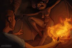 anthro attack bat bat_(minecraft) big_ears breasts cave claws clothed clothed_male clothing eyeliner facial_hair female firelight genitals hanging_by_feet hanging_upside_down holding_object holding_torch human makeup male male/female mammal mawbot medium_breasts microsoft minecraft mojang nude nude_female nude_female_clothed_male partially_clothed pubes shocked skeptical solo spread_wings steve_(minecraft) toe_claws torch upside-down vulva waking_up wide_hips wings xbox_game_studios
