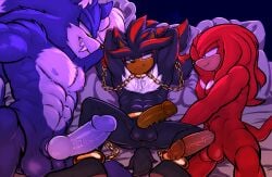 abs absurd_res animal_genitalia animal_penis anthro aoibeast areola balls bedroom_eyes biceps chain collar digital_media_(artwork) echidna echidna_penis erection eulipotyphlan fangs feet fur genitals gold_(metal) gold_chain group hair half-closed_eyes hands_behind_head hedgehog hi_res humanoid_genitalia humanoid_penis hybrid_genitalia hybrid_penis knot knotted_penis knuckles_the_echidna looking_at_another lying male mammal monotreme muscular muscular_anthro muscular_male narrowed_eyes nipples nude on_back on_side pecs penile_spines penis pillow seductive sega shadow_the_hedgehog smile sonic_the_hedgehog sonic_the_hedgehog_(series) sonic_the_werehog sonic_unleashed spread_legs spreading tail teeth trio vein werecreature wereeulipotyphlan werehog