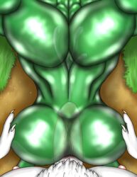 ass barazoku bodily_fluids cadfourne cum gay gay_sex genital_fluids glistening goo_(disambiguation) grass highres league_of_legends male muscular penis rengar riot_games shiny slime translucent yaoi zac