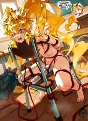 alternate_form antenna_hair arms_behind_back blonde_hair bondage breasts chair classroom commentary consent_sticker desk english_commentary forced_orgasm highres hitachi_magic_wand long_hair medium_breasts mephi_(yeougui) motion_blur nipples nude open_mouth original paid_reward_available red_eyes school_chair school_desk sex_toy sitting twintails very_long_hair vibrator yeougui