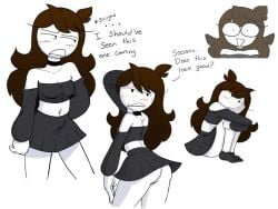 1girls 2025 ass brown_hair dress female hair jaiden_animations jaiden_dittfach mannysdirt shocked shocked_expression skirt skirt_lift solo solo_female solo_focus text upskirt white_skin youtube