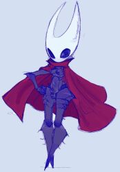 anthro areola black_body black_eyes breasts cape clothing curvy_figure erieolae female hollow_knight hollow_knight:_silksong hornet_(hollow_knight) insect_girl insectoid nipples puffy_nipples red_cape small_breasts sweating voluptuous