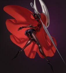 1girls 2_horns alternate_body_type alternate_breast_size arthropod artist_name artist_request big_ass big_breasts big_butt black_body black_skin breasts bubble_ass bubble_butt bug bug_girl female female_only hollow_knight hollow_knight:_silksong hornet_(hollow_knight) large_ass large_breasts large_butt silksong team_cherry