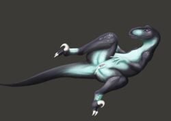 absurd_res claws dinosaur dromaeosaurid hi_res kaliber nude reptile scalie simple_background theropod utahraptor velociraptor