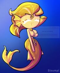1girls cookie_run cookie_run_kingdom exposed_breasts exposed_pussy female gold_citrine_cookie merfolk mermaid mermaid_girl mermaid_tail monster_girl nude nude_female pussy request self_upload sloumpl solo split_form strawpage_request topless topless_female wide_hips