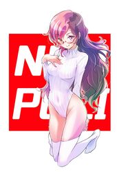 leotard leotard_sweater long_sleeve_leotard multicolored_hair neo_(rwby) rwby solo white_leotard