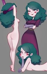 1girls ass breasts casual clothing disney disney_channel eclipsa_butterfly elbow_gloves eyebrows_visible_through_hair female female_only human nude pale_skin simple_background smokyholes solo star_vs_the_forces_of_evil