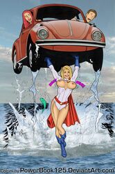 areolae bare_legs big_breasts bill_lux blonde_hair boots breasts breasts_out busty cape car dc dc_comics female female_focus female_only gloves hourglass_figure karen_starr large_breasts leotard nipples pose posing power_girl powerbook125 short_hair superman_(series) tagme wide_hips