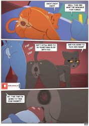 alassi all_fours anthro anus ass bed blue_body breasts close-up comic crown crown_only dark_anus dark_body dialogue felari_(ike_marshall) felid female furniture genitals group hand_on_butt headgear headgear_only hi_res ike_marshall intersex intersex/female khajiit mammal microsoft nipples on_bed orange_body painal penis speech_bubble the_elder_scrolls the_elder_scrolls:_castles trio vaginal_penetration vulva yellow_sclera zabani_(ike_marshall)