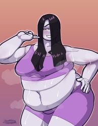 1girls bbw belly big_belly black_hair chubby chubby_female cooooookin fat fat_female fat_fetish female ghost ghost_girl himani sweat sweating sweaty sweaty_body weight_loss