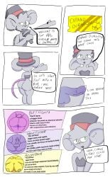 anus ass balls big_butt black_clothing breasts comic dialogue dialogue_bubble erection exposed_penis fart_fetish femboy furrybrave_caotic green_eyes grey_fur half_naked happy hat huge_butt interactive latex_clothing magic_hat microphone nipple_stickers precum public public_nudity purple_balls purple_penis pussy rat red_nose rpg show simple_background tv_show vagina