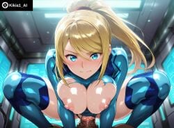 1boy ai_generated bangs blonde_hair blue_bodysuit blue_eyes blush bodysuit breasts breasts_out breasts_squeezed_together clitoris closed_mouth clothed_sex clothing cowgirl_position dark-skinned_male dark_skin female hair_between_eyes indoors interracial kikia1 large_breasts legwear leotard long_hair looking_at_viewer male metroid mole mole_under_mouth nipples nose_blush nude on_top penis ponytail pov_crotch puffy_nipples pussy pussy_juice samus_aran sex shiny_clothes shiny_skin skin_tight skindentation solo_focus spread_legs squatting squatting_cowgirl_position straddling straight sweat swept_bangs testicles thighhighs thighs torn_bodysuit torn_clothes torn_leotard trembling vaginal_penetration veins veiny_penis wavy_mouth zero_suit