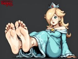 ai_generated barefoot feet foot_fetish foot_focus gigatsu mario_(series) nintendo princess_rosalina simple_background sole_female soles toes